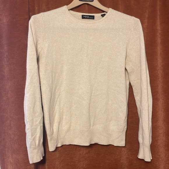 100% Cashmere Sweater Valerie Steven’s Cream Color - Picture 2 of 7